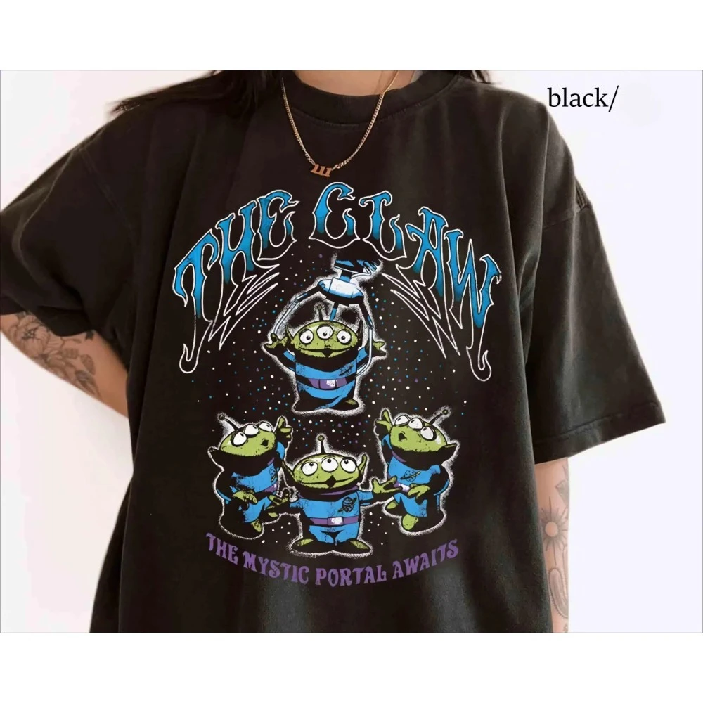 ريترو توي ستوري الأجانب المخلب قميص البيتزا كوكب البوابة الصوفي تنتظر ديزني بيكسار مهرجان 2025 المرأة الرجال القطن تي شيرت #2