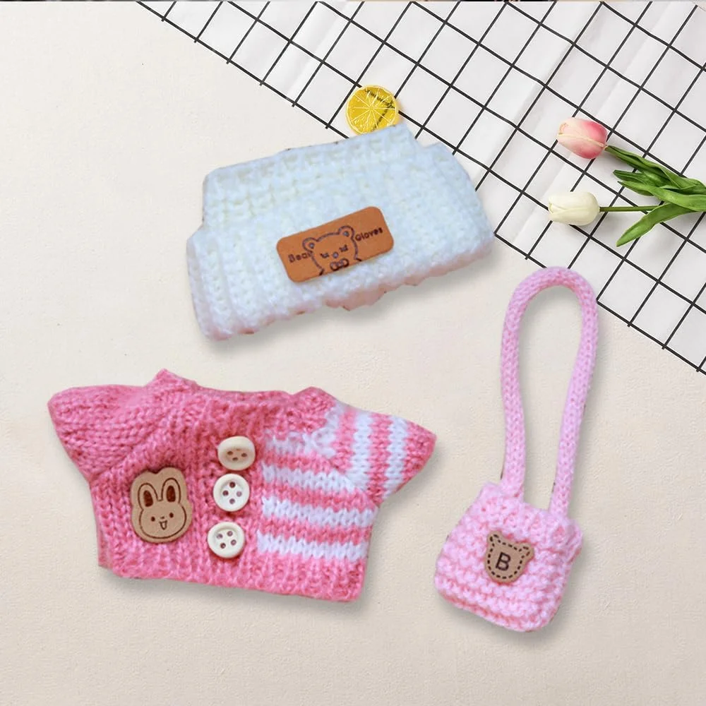 

Новый комплект подвесок для кукольной одежды, комплект свитера LABUBU Bear Hat Love, аксессуары для кукол своими руками, забавная и милая детская одежда, рождественские подарки
