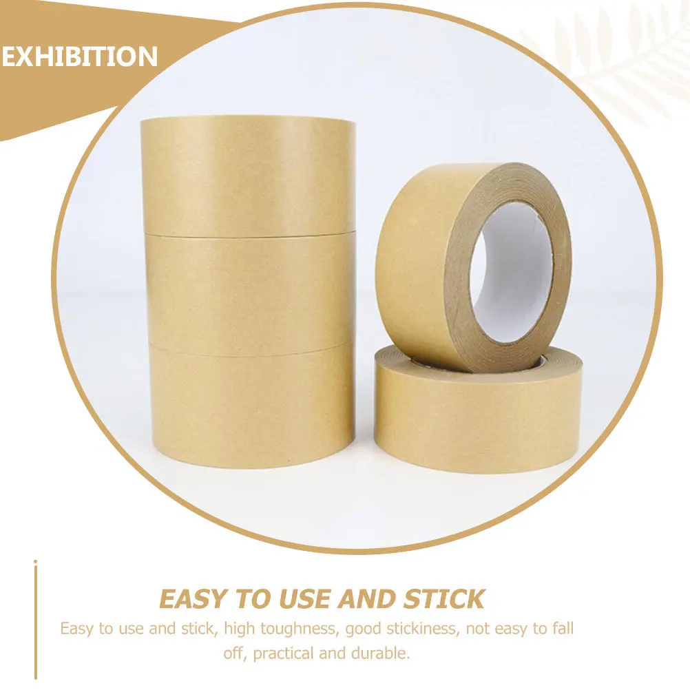 2 Rolls Household Paper Tape Kraft Multi-Function Waterproof Carton Sealing Packaging Tape Packaging Accessory