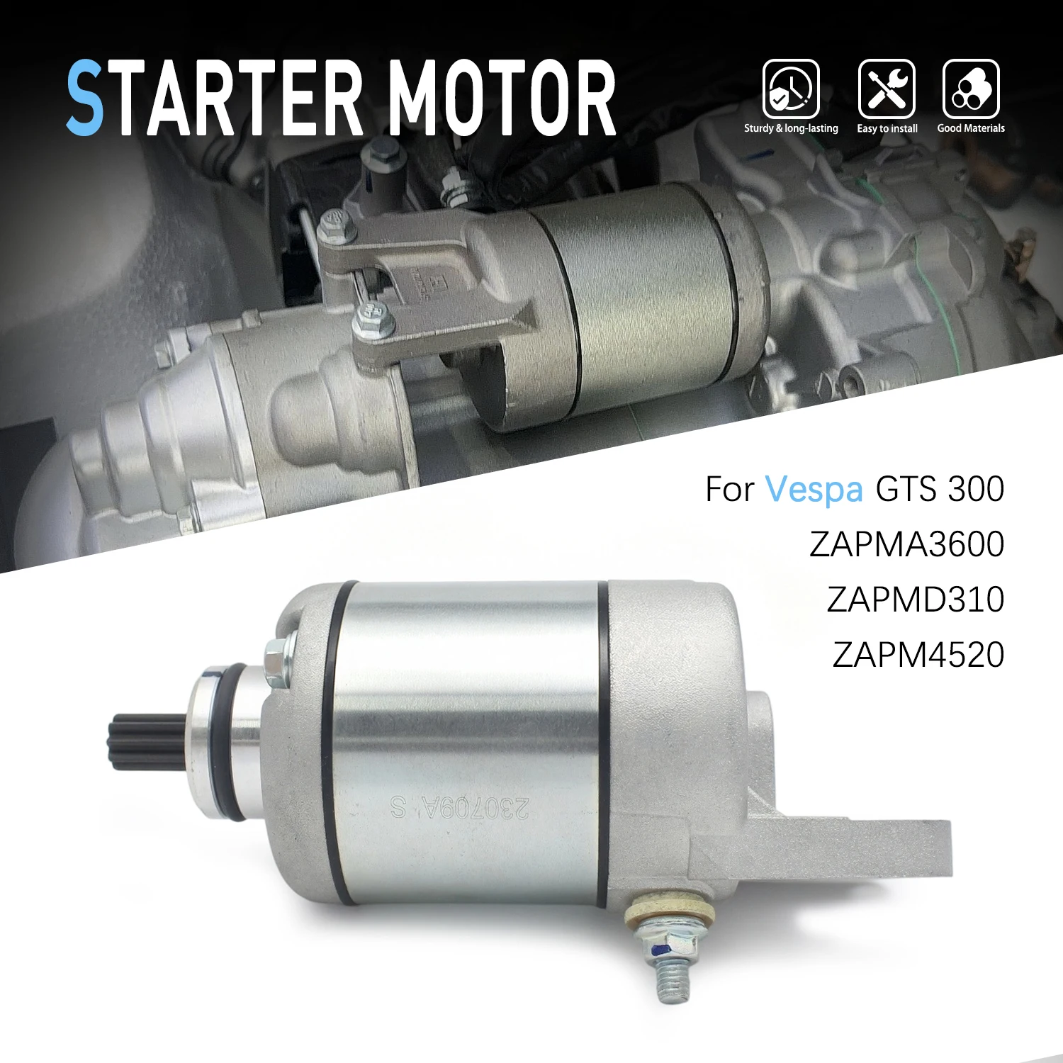 Accessories Moto Starter Motor For Piaggio Beverly 125 300 MP3 For Vespa GTS 300 LT 125 GTS 300ie 1A011611R ZAPM45200