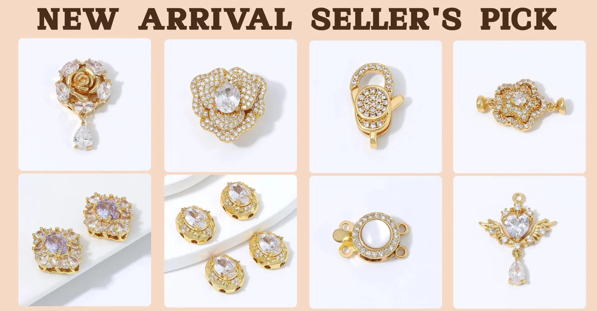 18K vergoldeter Messing-Perlenkäfig für Schmuckherstellung, Zirkon-Rundrahmen-Abstandsperlen für DIY-Armband-Zubehör – Detail 1