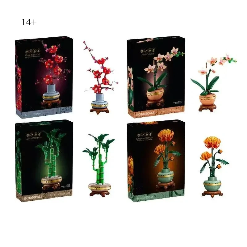 

Novelty Flower Orchid Bamboo Chrysanthemum Plum Blossom Building Blocks DIY Flower Toys for Children and Adults