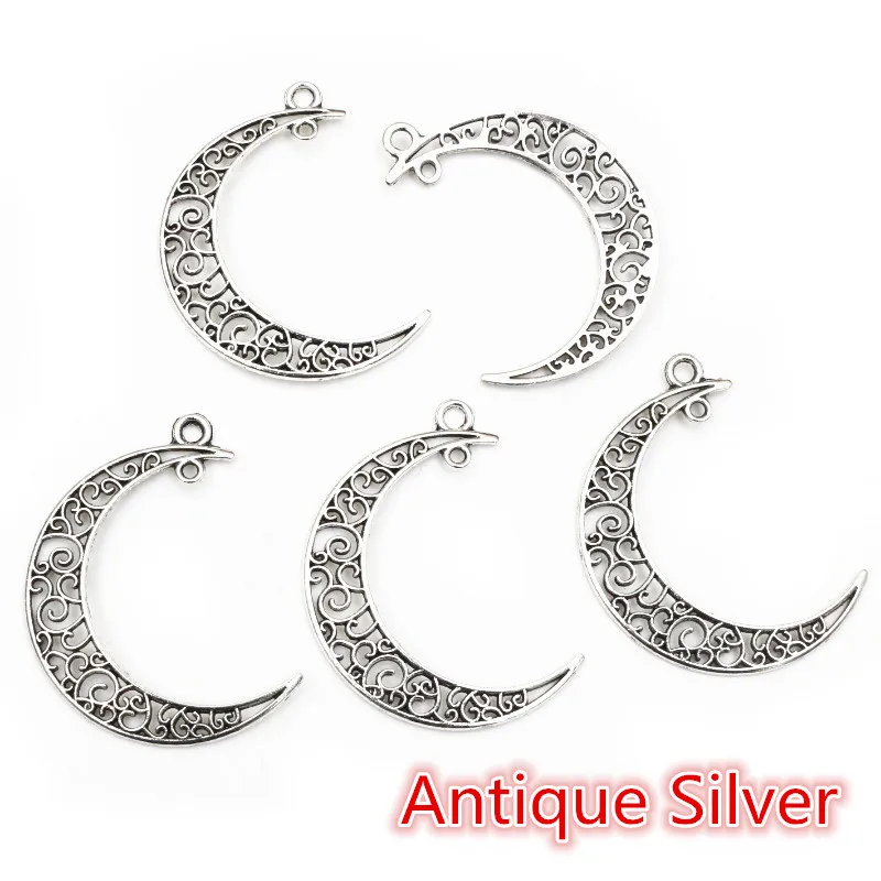 41 x 30 mm, 10 Stück, 6 Farben vergoldet, Mond-Stil, handgefertigte Charms-Anhänger: DIY für Armband-Halskette
