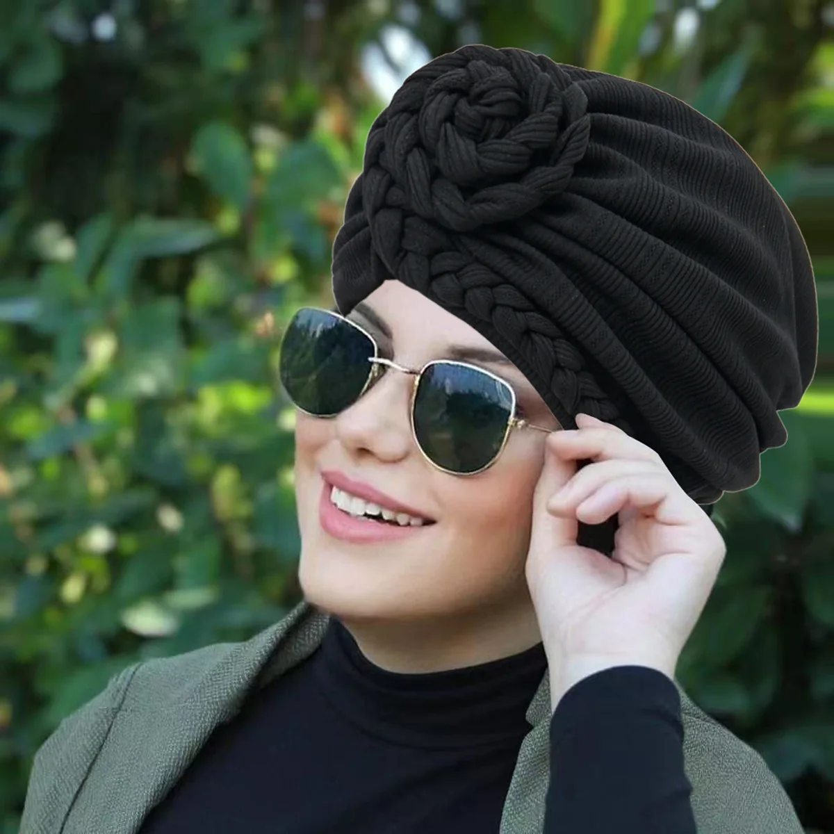 

Solid Color Women Knot Turban Hijab Hats African Head Wraps Soft Strech Chemo Cap Breathable Muslin Hat For Women Girls