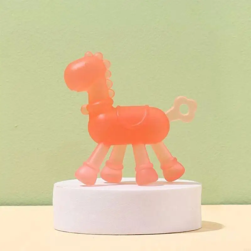 D5QA لعبة التسنين للتمريض الطفل لطيف شكل الحصان سيليكون عضاضة الطفل عضاضة لعبة التسنين للطفل حديث الولادة #5