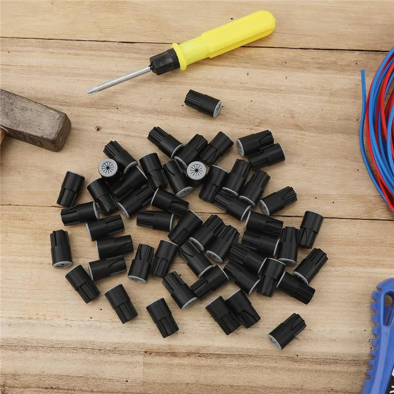 

AEA9-50Pcs Waterproof Wire Nuts Outdoor Electrical Wire Connectors Black PVC For Sprinkler LED Landscape Light Irrigation Valves
