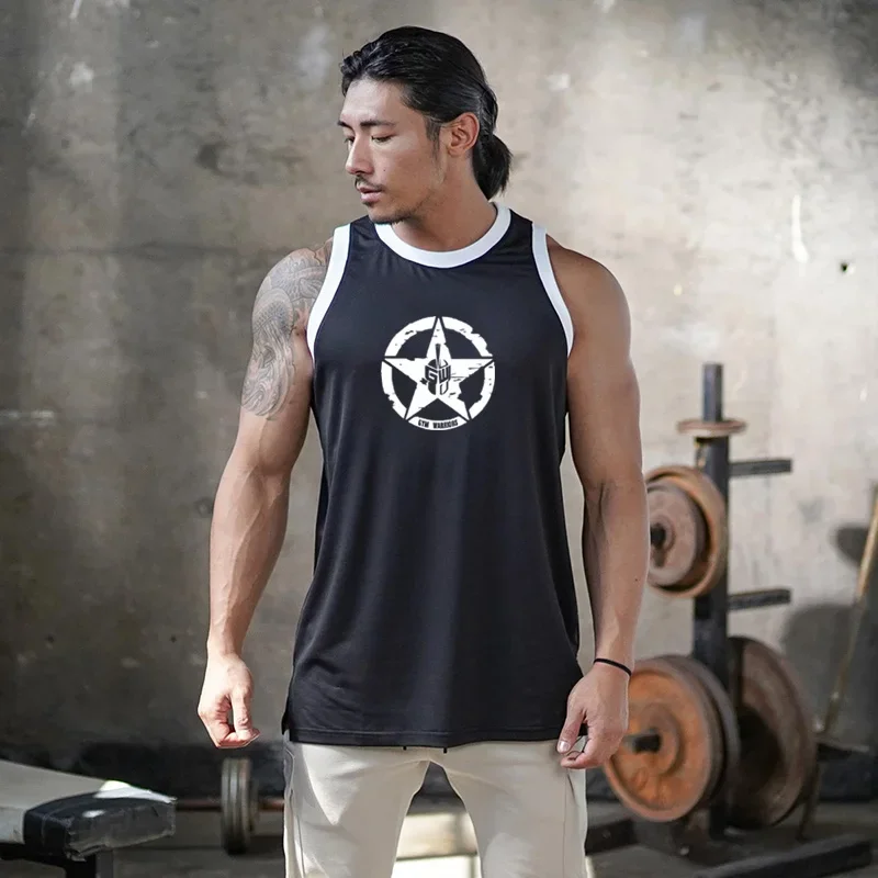 T-shirt casual senza maniche fitness da uomo palestra bodybuilding canotte sportive muscolari canottiere estive in rete fresca e traspirante ad asciugatura rapida