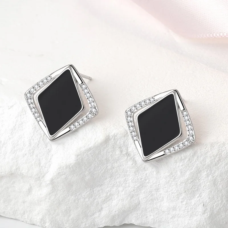 

925 Sterling Silver Earrings Channel Cubic Zirconia Silver Stud Earrings for Women Sterling Silver Jewelry