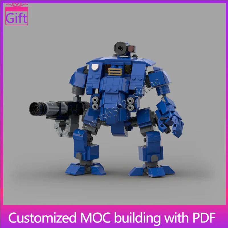 

579 деталей MOC Blue Mech Robot, набор строительных блоков, изысканная модель Battle Mech, кирпичи, детские игрушки по индивидуальному заказу, праздничные подарки-сюрпризы
