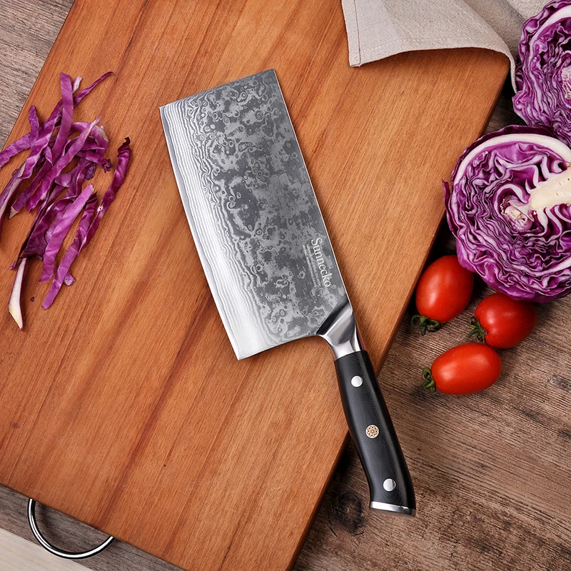

Chinese Cleaver Knife 7" Inch Ultra Sharp 73 Layers VG10 Core Damascus Steel Chef's Cutting Knife Kitchen Knife Slicer