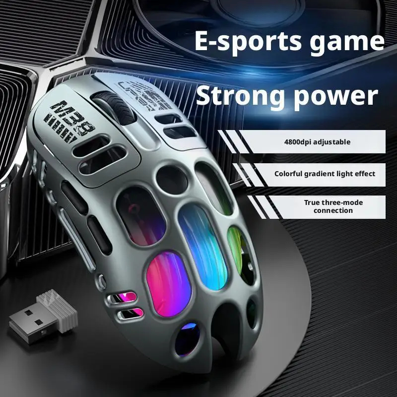 경량 75g 3-in-1 유선 Bluetooth 무선 게임용 마우스 6 버튼 중공 디자인 Dynamic Lightsync RGB 4800 DPI