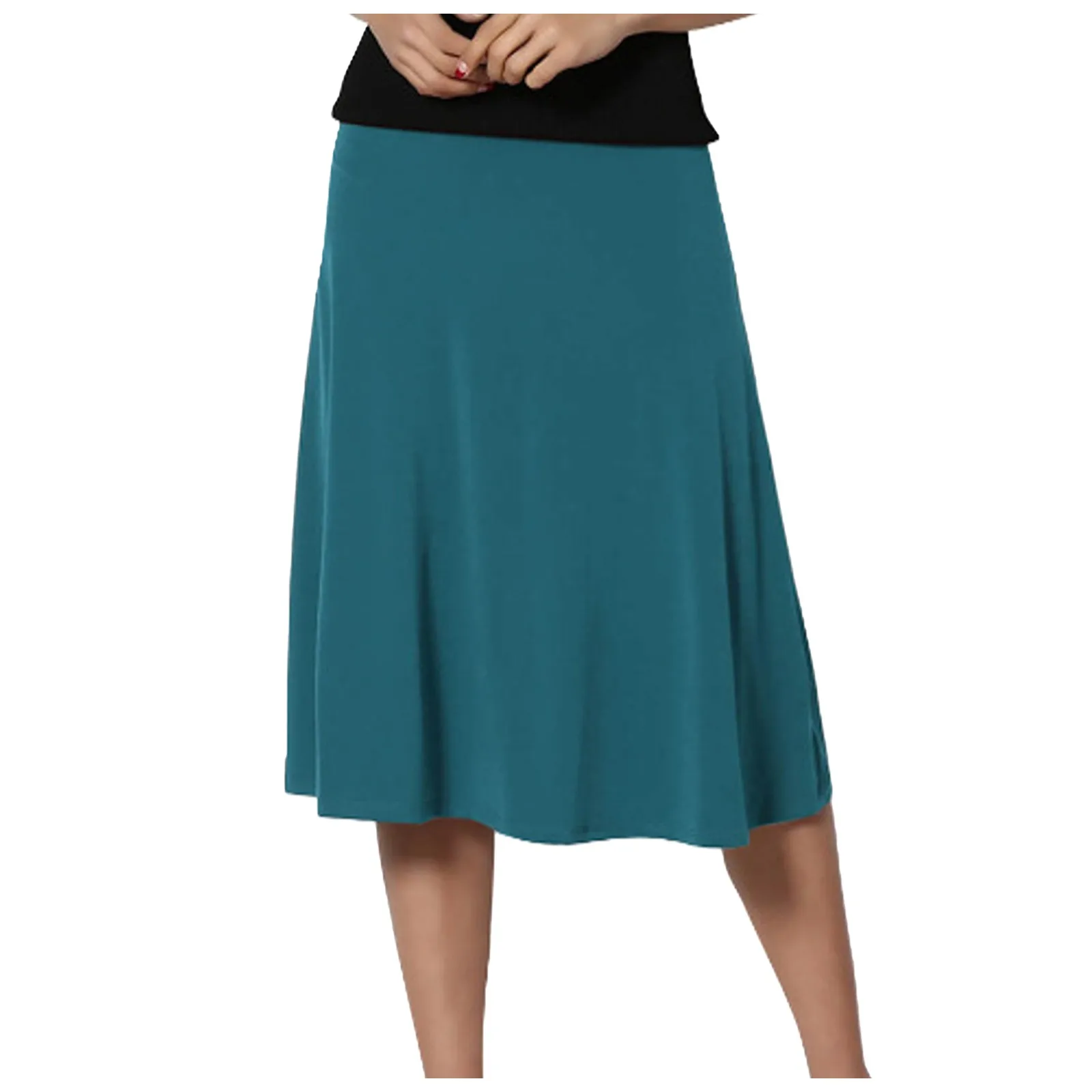 

Women's Solid Short Skirts Lightweight Flare Midi Pull On Closure Skirt Plus Size Girls Casual Mid Long Dress In 2024 Summer