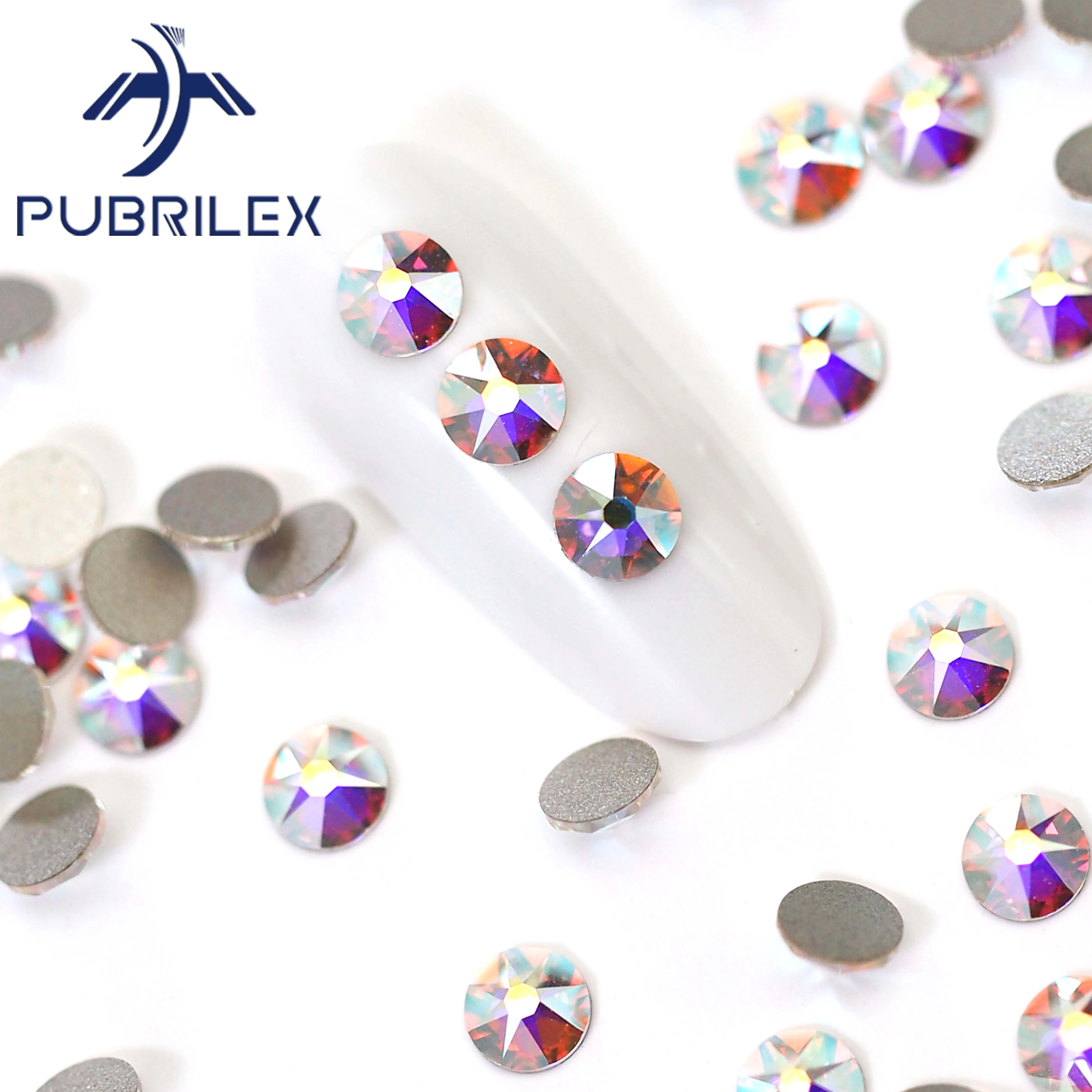PUBRILEX 2088 Kristall-Strass-Effekt und AB-Farben-Strass, nicht heißklebend, flache Rückseite, Strasssteine für DIY-Bastelarbeiten, Kleidungsdekoration, 8 große, 8 kleine. – Detail 1