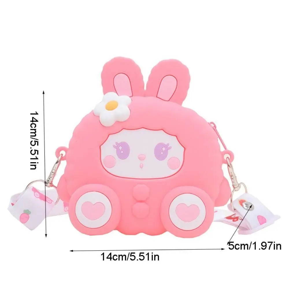 Cartoon Rabbit Shape Crossbody Bag Silicone Coin Purse Kindergarten Baby Bag Girls Going Out Decorative Bag Women\'s Shoulder Bag