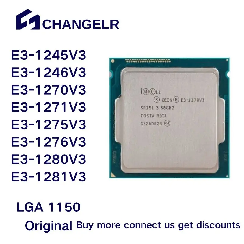 Processor Xeon E3-1270V3 1245 1280 v3 4Core 8Threads LGA1150 22NM CPU 3.4GHz 8M E3 CPU E3 1281V3 1271v3 1246v3 1280 v3 LGA 1150