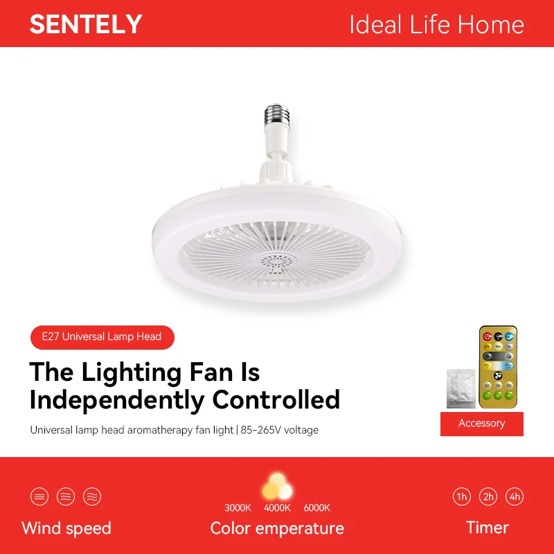 Enclosed Home Ceiling Fan with Light and Remote, 10 Inch Screw in Mini Fans, 3 Fan Speeds Dimmable 3 Colors for Dining Room