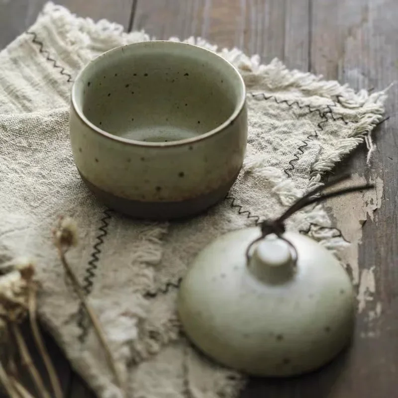 

NEW Ceramic Japanese Style Stoneware Stew Steamed Egg Soup Cup With Lid Household Stew Pot Tea Bowl Tableware