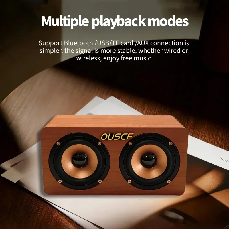 

20 Вт деревянный Bluetooth-динамик, беспроводной домашний настольный ретро-звук, многофункциональная бас-пушка, подарок, высокое качество, звуковой выход