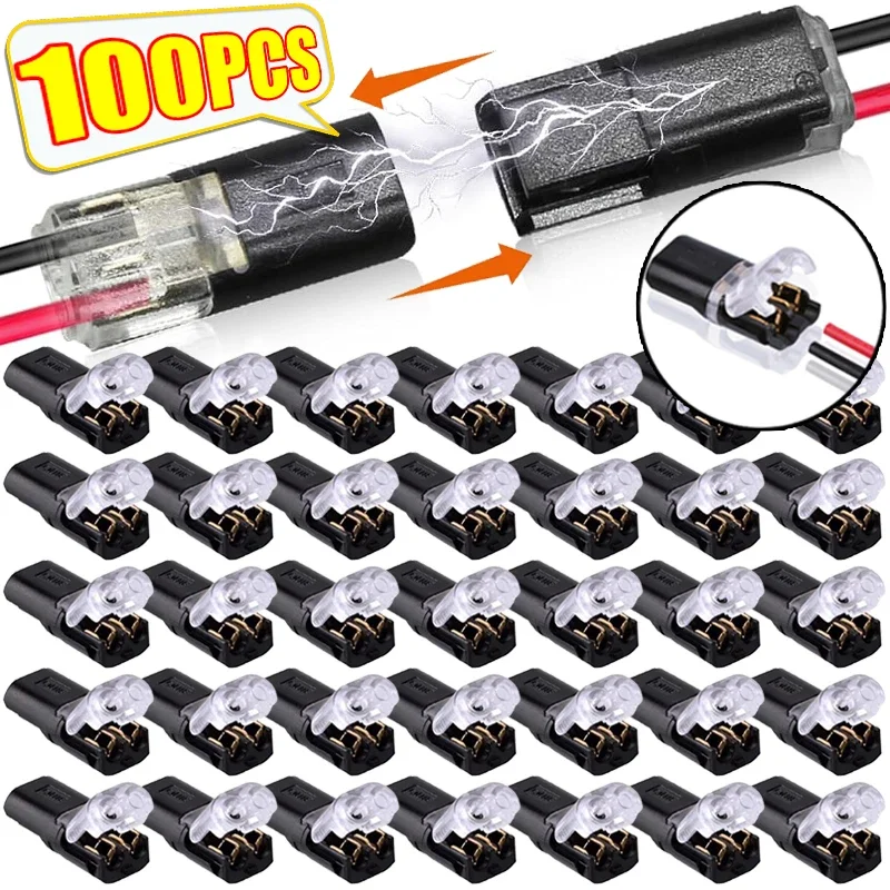 2 Pin Way Plug Electrical Connectors with Locking Buckle Push-in Car Wire Terminal Block Waterproof Wire Cable Connection Strips