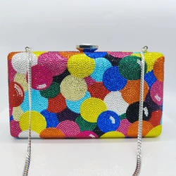 Vrouwen Regenboog Kristal Avond Clutch Tas Voor Bruiloftsfeest Luxe Diamant Bruids Formele Handtassen Strass Dame Ketting Portemonnees