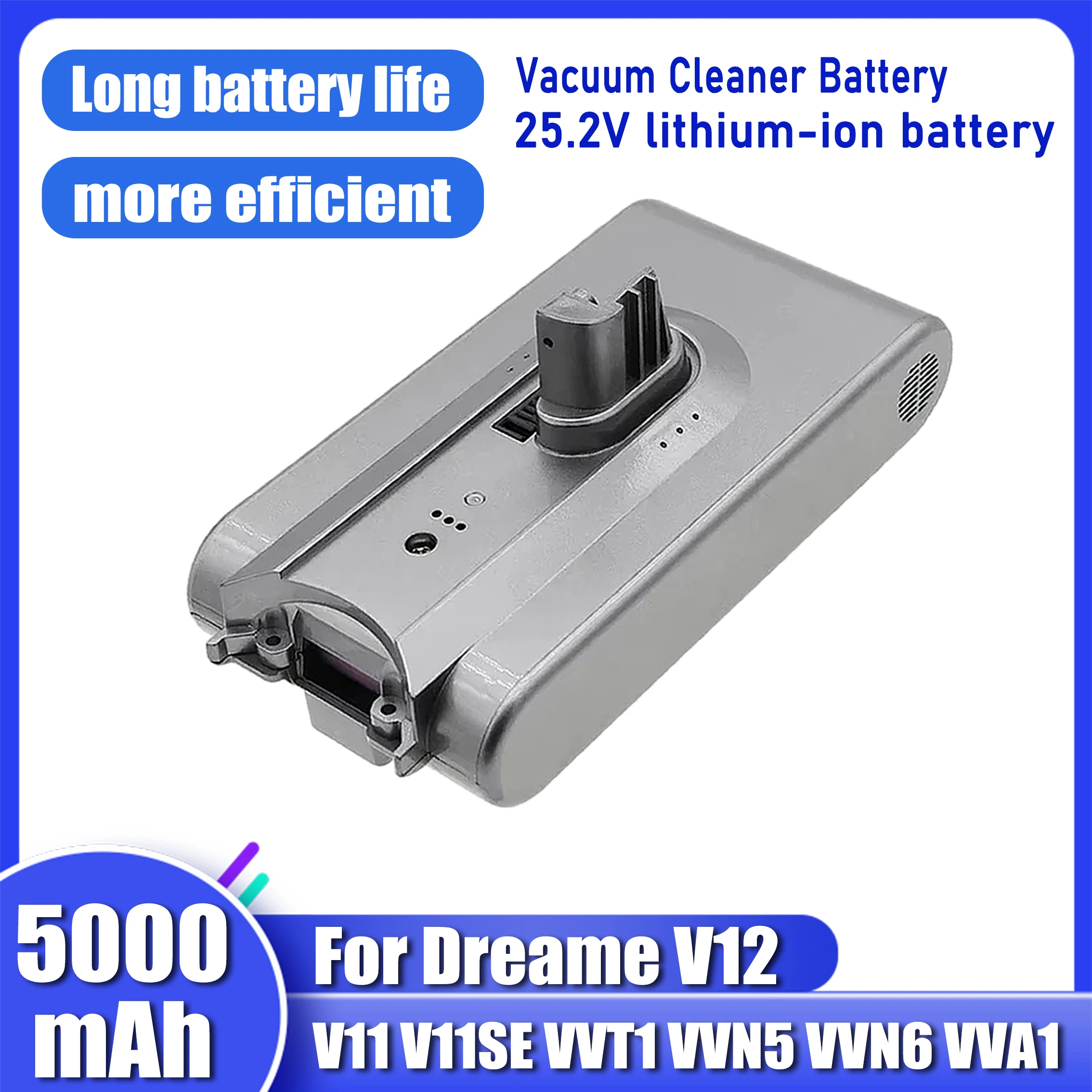 25.2V 5000mAh 7S1P lithium battery pack, for Dreame V11 V11SE V12 V12pro VVT1 VVN6 VVA1 VVN5 wireless vacuum cleaner