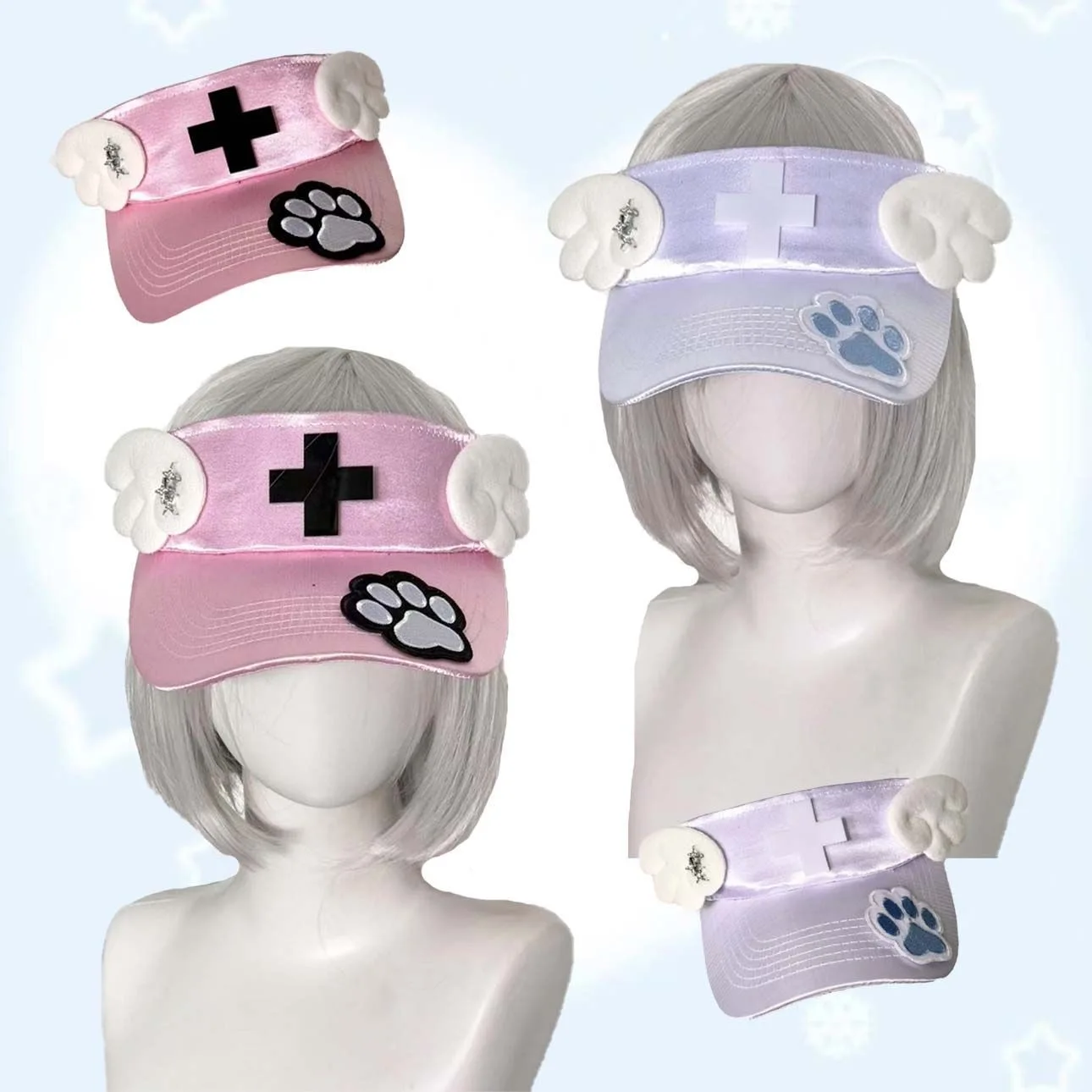 Girl's Sweet Style Caps Kawaii Hats Cat Paw Open Top Sun Hat Subculture Hat Cute Lolita Style Y2k Fashion Caps Summer Sun Hat