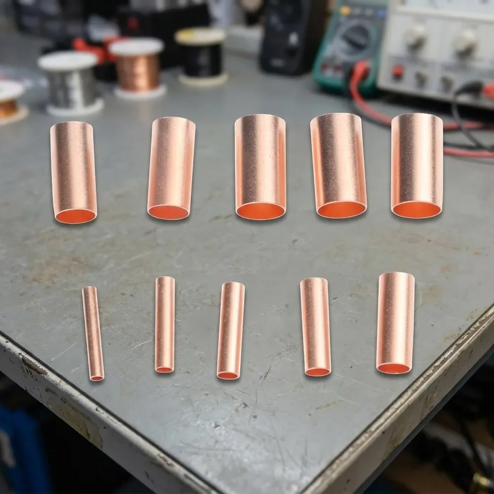 250Pcs GT1-6mm Copper Tube Butt Wire Ferrule Cable Crimp Connectors Terminal Kit For Electrical Automotive Machinery Wiring