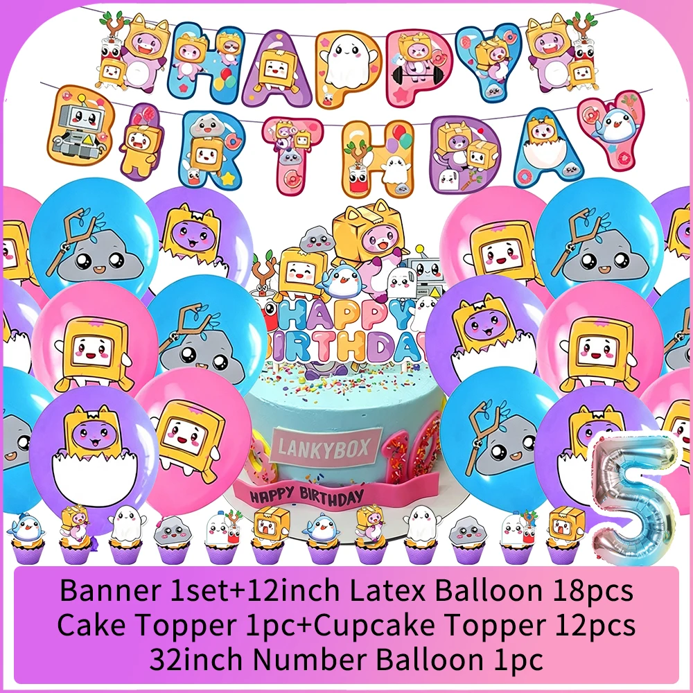 Cute Lankying Boxes Theme Birthday Party Decoration Set