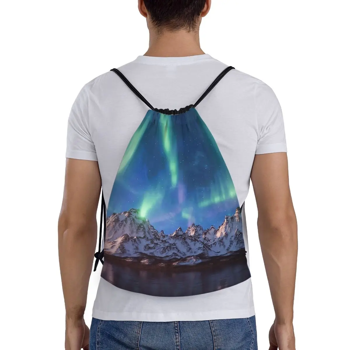

Рюкзаки Aurora Borealis, модные портативные рюкзаки на шнурке, карманная сумка для хранения, сумки для книг для мужчин и женщин, студентов
