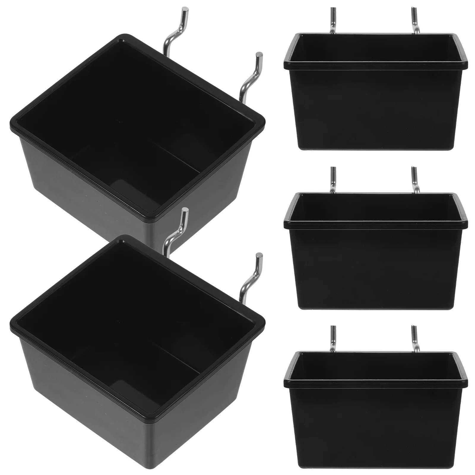 

5 Pcs Parts Storage Box Pegboard Bin for Garage Tool Home Bins Black Hooks Wall-mounted Holder Iron Utility Shop Office Crate