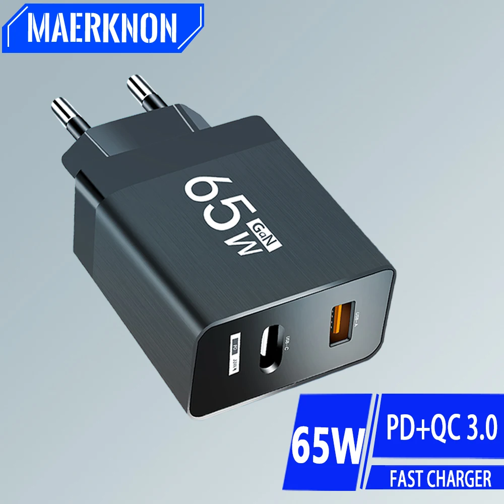 Ładowarka z ładowarką 65W USB do szybkiego ładowania zasilacza do telefonu iPhone 14 Pro Xiaomi Samsung Huawei QC3.0 PD typu C ładowarka ścienna