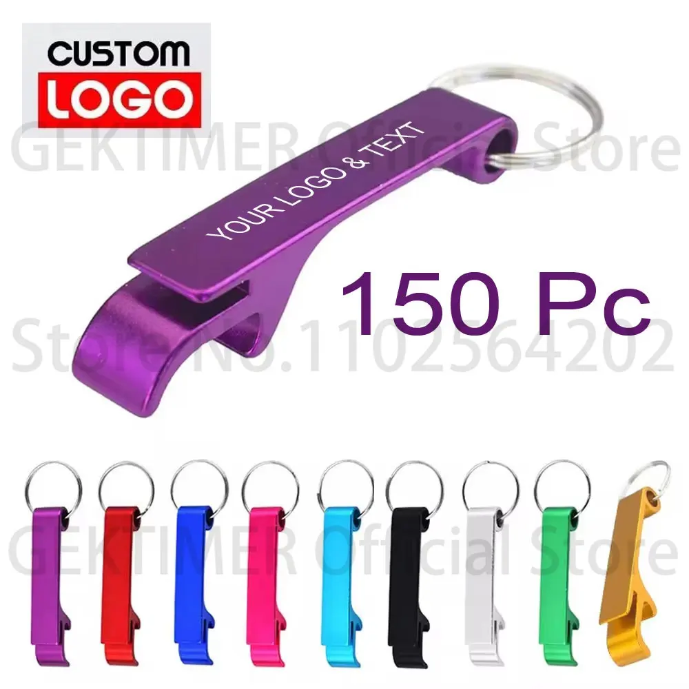 150Pcs Aluminium  Opener Keychain Custom Logo Key Ring Boyfriend Customize Name or LOGO