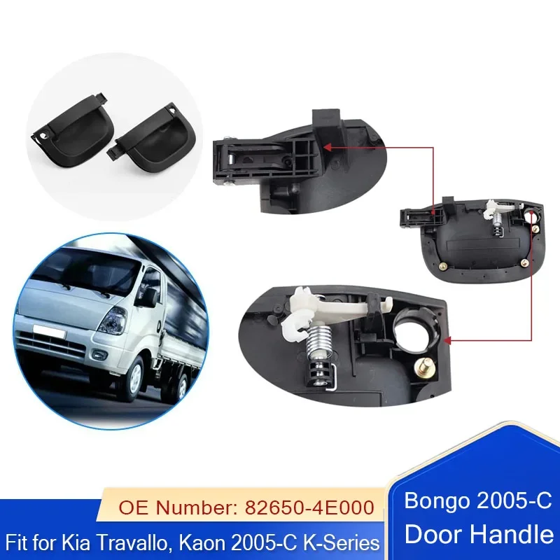 

Черная левая и правая внешняя ручка двери подходит для Kia Travallo, Kaon 2005-C K-Series, Bongo 2005-C 82650-4E000 82660-4E000