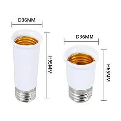 Adaptador de conversión de lámpara, Base de luz Led alargada de 65mm-95mm, E27-E27, E27 a E27