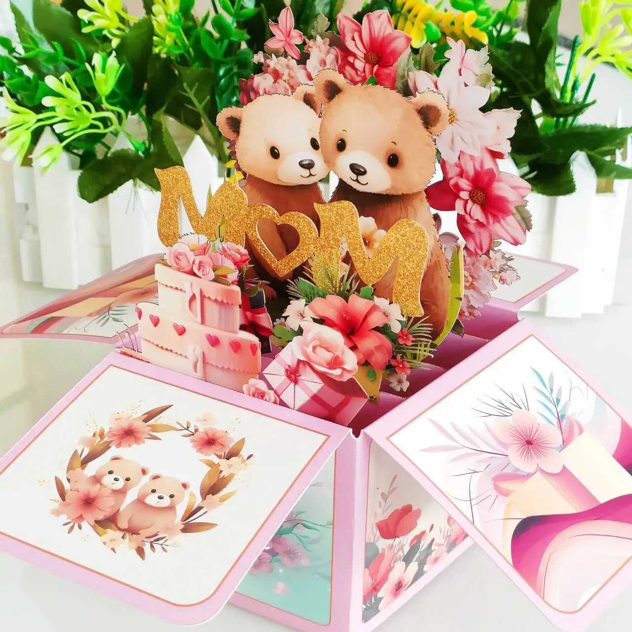 

2025 New Mother's Day Cards LOVE YOU MOM 3D Pop Up Mother's Day Box Creative Handmade with Message Card Envelope Gift for Mom