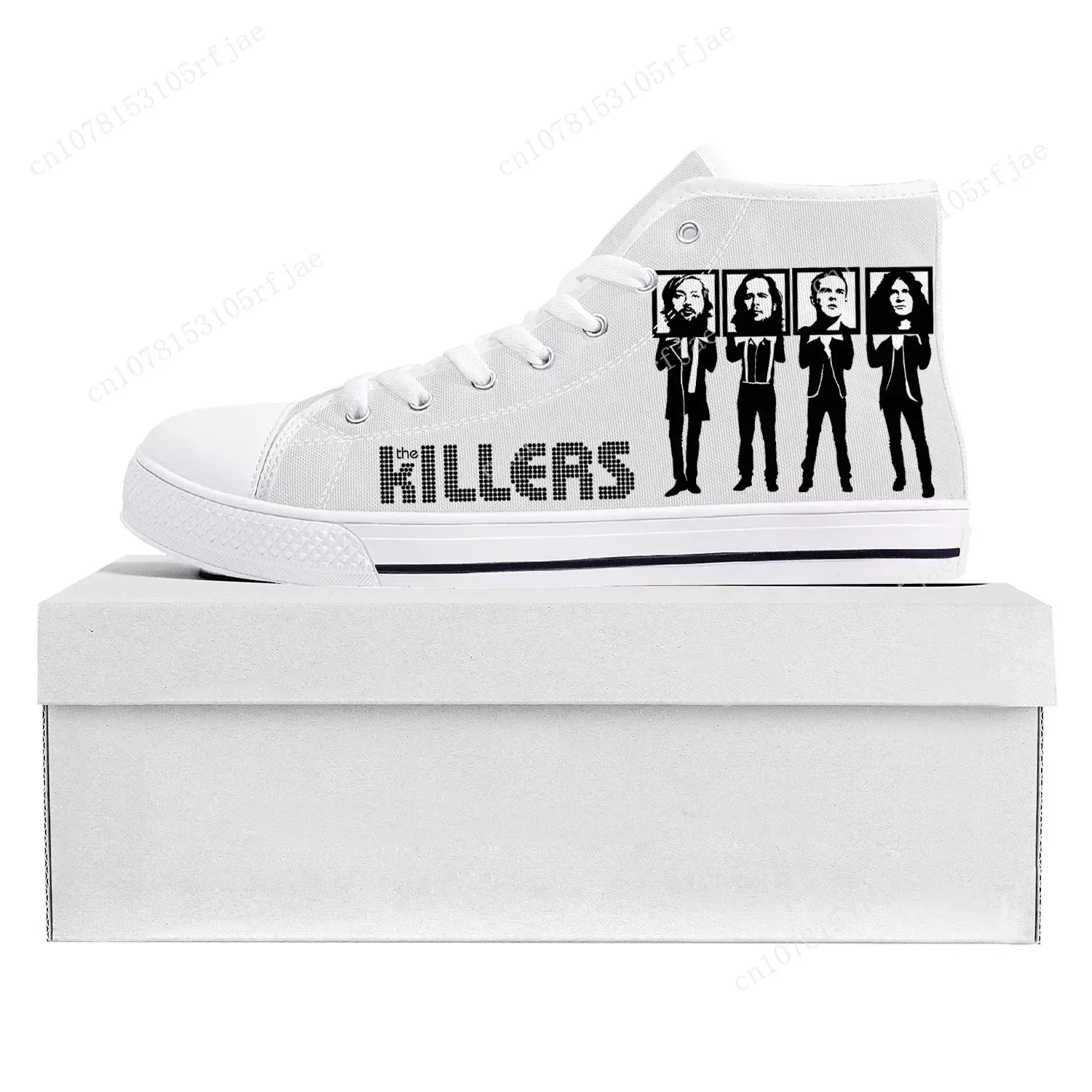 The Killers Rock Band High Top High Quality Sneakers Mens Womens Teenager Canvas Sneaker Casual Couple Shoes Custom Shoe White