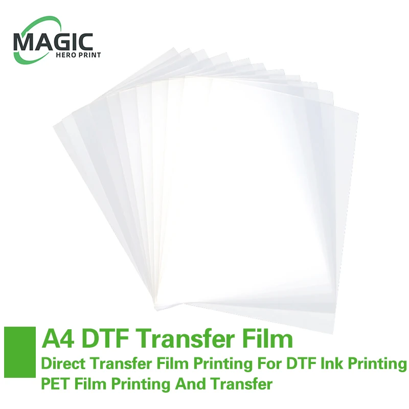 

NEW 100PCS A4 PET Transfer Film For Direct Transfer Film Printing For Ink DTF Printing PET Film Printing And Transfer