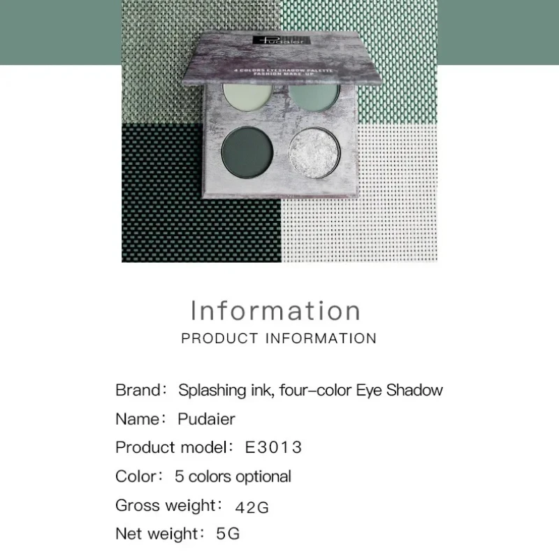 Palette di ombretti a 4 colori con glitter brillanti di alta qualità Trucco Colori terrosi Paillettes Palette di ombretti opachi perlescenti Cosmetici