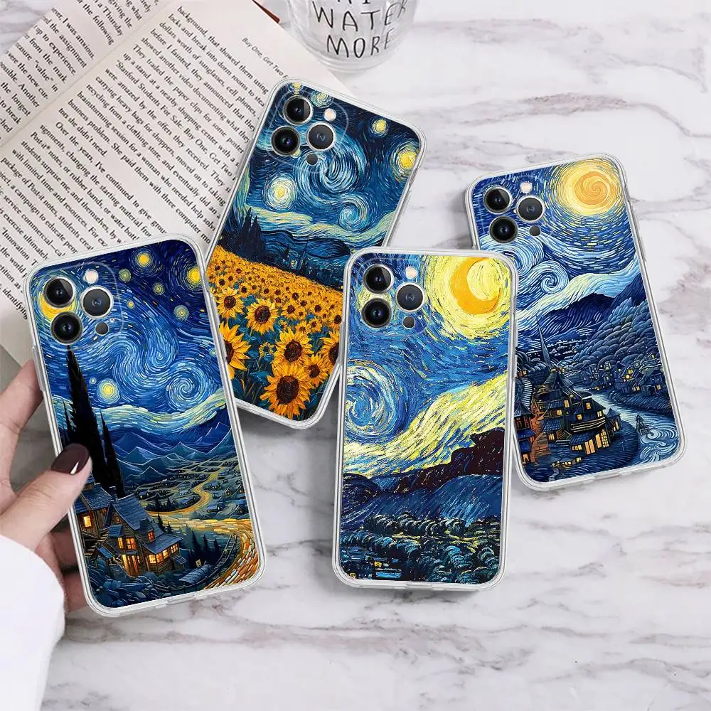 

Van Gogh Starry Sky Phone Case For IPhone 17 16 15 Plus 14 13 Mini 12 11 Pro Max Soft Shell Cover