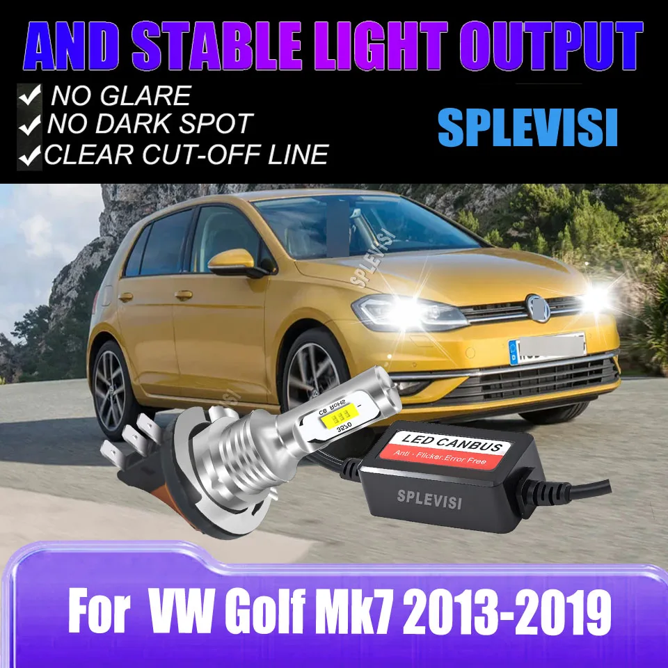 

2x 70W H15 LED Headlight Bulbs 6000K High Beam DRL No Error Flicker For VW Golf Mk7 2013 2014 2015 2016 2017 2018 2019