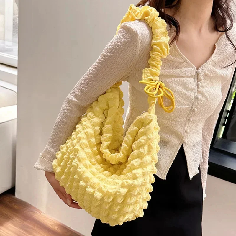 

Cute Pleated Bubbles Cloud Bag Women Shoulder Bags Crossbody Bags Large Capacity Female Underarm Bag Tote Shopping Bag Handbags