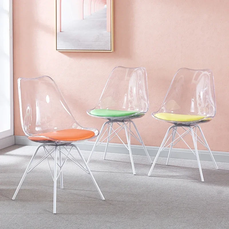 

Fashion Transparent Acrylic dining chairs Restaurant furniture minimalist dresser Backrest stool Nordic living room iron chair