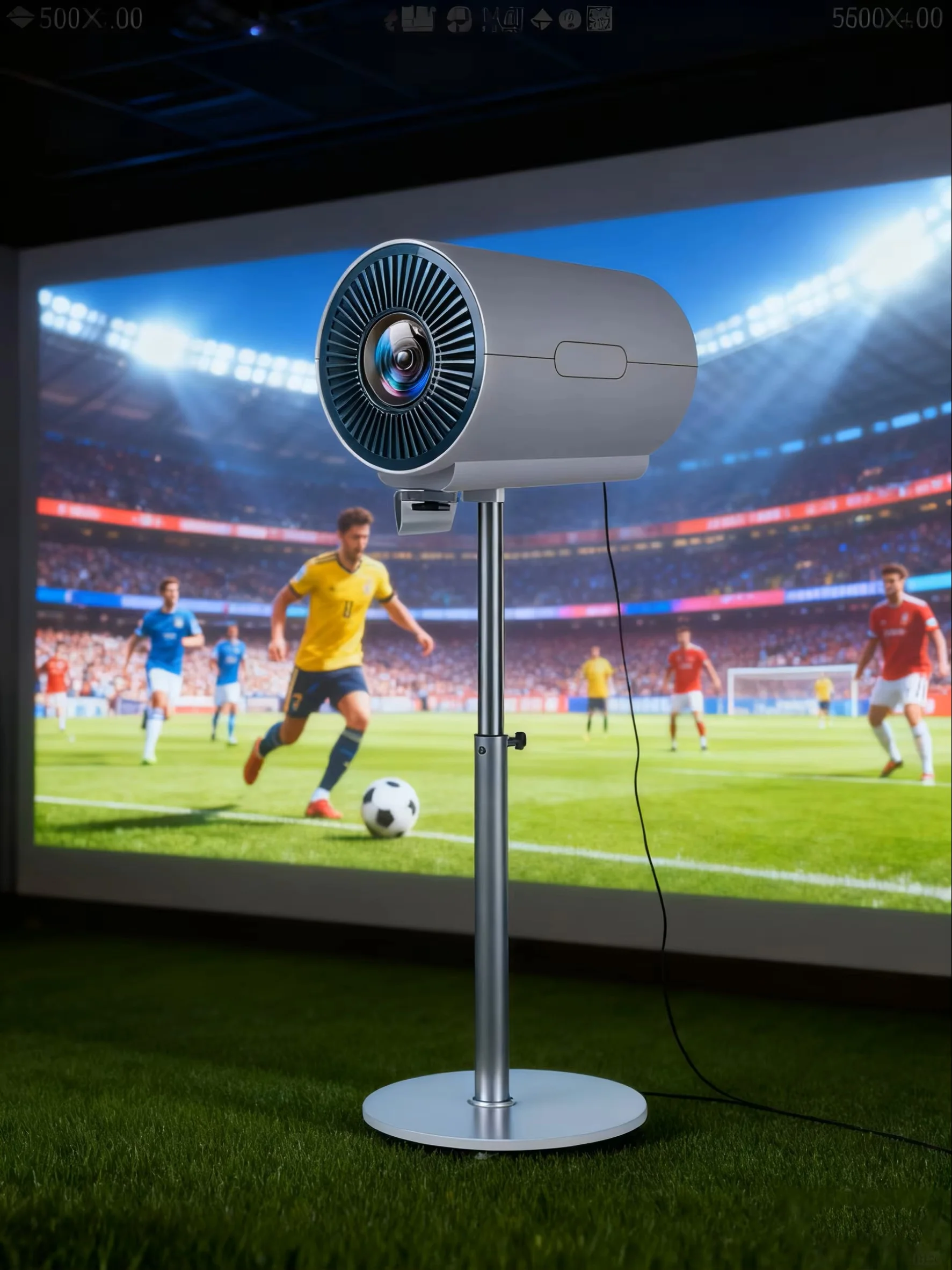Neuer Mini-Projektor Android 13.0 4K 2026 mit nativer Auflösung 1080P, ANSI 500, elektrischem Fokus, Heimprojektor mit klappbarem Ständer.
