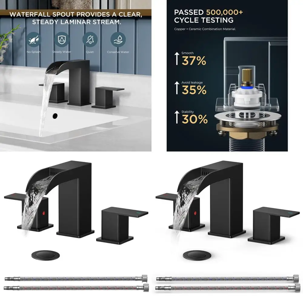 

8-позиционный квадратный смеситель с металлическим сливом и 24-дюймовой безсвинцовой подводкой для раковины, туалета и умывальника