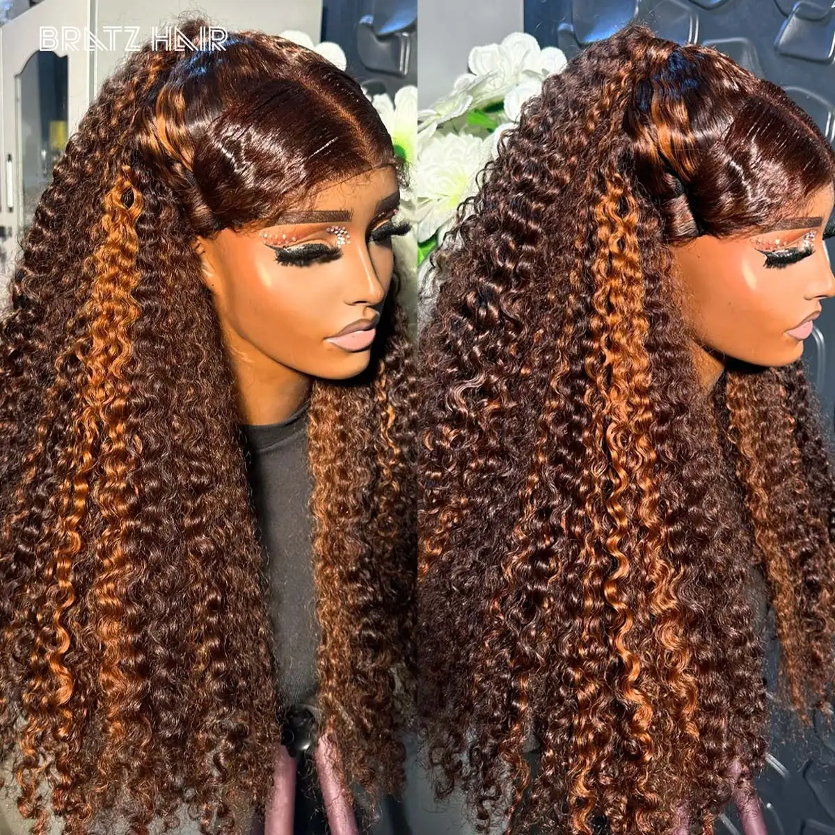 

Burmese Curly 13x4 Full Frontal Highlight Blonde Wig Human Hair Pre Plucked Deep Curly P4/30 Highlight 4x4 5x5 Lace Closure Wigs