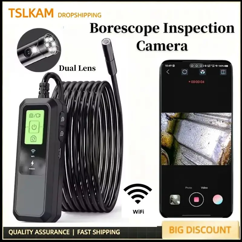 

2.0MP WiFi Endoscope 8mm Camera for iOS/Android Waterproof Rigid Borescope Inspection Camera for Machinery Pipe