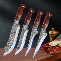 Utility Knife Chef Cutting Fruit Steak Barbecue Knife Cleaver Meat Butcher Boning Knife Hand Forge Wooden Handle Kitchen Knives