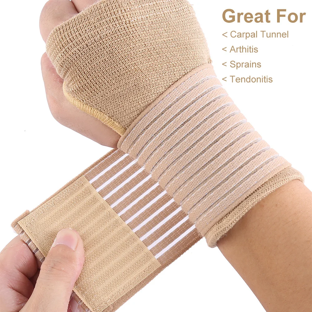 1 Paar Elastische Bandage Pols Guard Ondersteuning Artritis Verstuiking Band Carpaal Protector Hand Brace Accessoires Sport Veiligheid Polsband