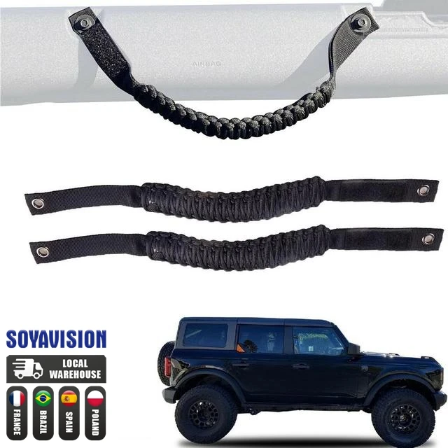 Durable Roll Bar Paracord Grab Handles Braided Armrest Mounting Grip Handle With MagicTap For Ford Bronco 2021-2023 Accessories