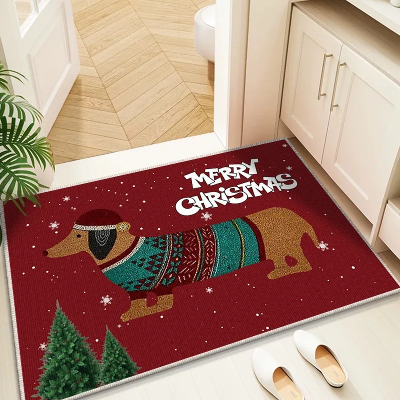 VIKAMA Best-Selling Crystal-Embroidered Christmas Rug Easy To Clean, Entry Door Foot Mat, Festive Atmosphere, Home Decoration